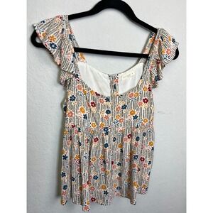 Illa Illa Crop Top Floral Cap Sleeve Tank Top Sleeveless Date Night Size Small